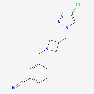 molecular formula C15H15ClN4 B12265485 3-({3-[(4-chloro-1H-pyrazol-1-yl)methyl]azetidin-1-yl}methyl)benzonitrile 