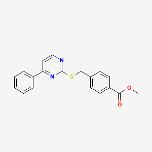 molecular formula C19H16N2O2S B12265519 Methyl 4-{[(4-phenylpyrimidin-2-yl)sulfanyl]methyl}benzoate 