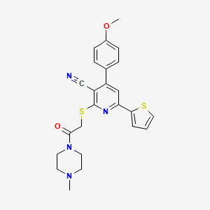 molecular formula C24H24N4O2S2 B12265527 4-(4-Methoxyphenyl)-2-{[2-(4-methylpiperazin-1-yl)-2-oxoethyl]sulfanyl}-6-(thiophen-2-yl)pyridine-3-carbonitrile 