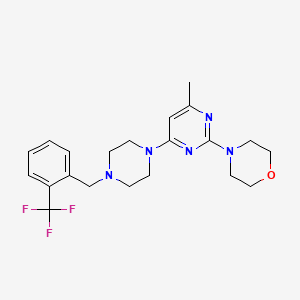 molecular formula C21H26F3N5O B12265539 4-[4-Methyl-6-(4-{[2-(trifluoromethyl)phenyl]methyl}piperazin-1-yl)pyrimidin-2-yl]morpholine 