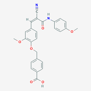 molecular formula C26H22N2O6 B1226556 4-[[4-[(Z)-2-cyano-3-(4-methoxyanilino)-3-oxoprop-1-enyl]-2-methoxyphenoxy]methyl]benzoic acid 