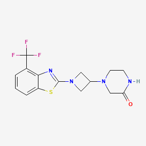 molecular formula C15H15F3N4OS B12265590 4-{1-[4-(Trifluoromethyl)-1,3-benzothiazol-2-yl]azetidin-3-yl}piperazin-2-one 