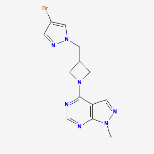 molecular formula C13H14BrN7 B12265593 4-bromo-1-[(1-{1-methyl-1H-pyrazolo[3,4-d]pyrimidin-4-yl}azetidin-3-yl)methyl]-1H-pyrazole 