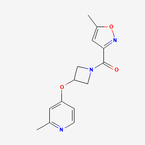 molecular formula C14H15N3O3 B12265603 2-Methyl-4-{[1-(5-methyl-1,2-oxazole-3-carbonyl)azetidin-3-yl]oxy}pyridine 