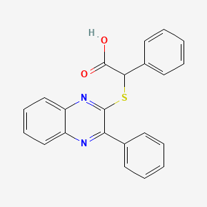 molecular formula C22H16N2O2S B12265611 Phenyl[(3-phenylquinoxalin-2-yl)sulfanyl]acetic acid 