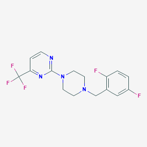 molecular formula C16H15F5N4 B12265628 2-{4-[(2,5-Difluorophenyl)methyl]piperazin-1-yl}-4-(trifluoromethyl)pyrimidine 