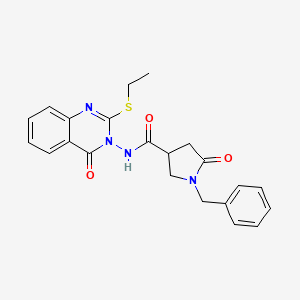 molecular formula C22H22N4O3S B12265676 1-benzyl-N-[2-(ethylsulfanyl)-4-oxo-3,4-dihydroquinazolin-3-yl]-5-oxopyrrolidine-3-carboxamide 