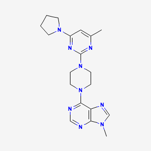 molecular formula C19H25N9 B12265714 9-methyl-6-{4-[4-methyl-6-(pyrrolidin-1-yl)pyrimidin-2-yl]piperazin-1-yl}-9H-purine 