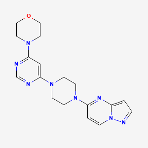 molecular formula C18H22N8O B12265737 4-[6-(4-{Pyrazolo[1,5-a]pyrimidin-5-yl}piperazin-1-yl)pyrimidin-4-yl]morpholine 