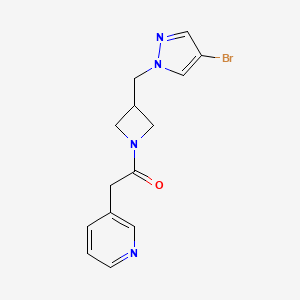 molecular formula C14H15BrN4O B12265748 1-{3-[(4-bromo-1H-pyrazol-1-yl)methyl]azetidin-1-yl}-2-(pyridin-3-yl)ethan-1-one 