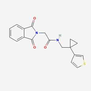 molecular formula C18H16N2O3S B12265766 2-(1,3-dioxo-2,3-dihydro-1H-isoindol-2-yl)-N-{[1-(thiophen-3-yl)cyclopropyl]methyl}acetamide 