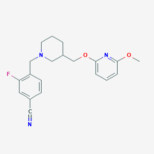 molecular formula C20H22FN3O2 B12265802 3-Fluoro-4-[(3-{[(6-methoxypyridin-2-yl)oxy]methyl}piperidin-1-yl)methyl]benzonitrile 