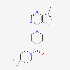 molecular formula C18H22F2N4OS B12265804 4-(4,4-Difluoropiperidine-1-carbonyl)-1-{7-methylthieno[3,2-d]pyrimidin-4-yl}piperidine 