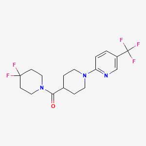 molecular formula C17H20F5N3O B12265862 2-[4-(4,4-Difluoropiperidine-1-carbonyl)piperidin-1-yl]-5-(trifluoromethyl)pyridine 