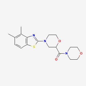 molecular formula C18H23N3O3S B12265870 4,5-Dimethyl-2-[2-(morpholine-4-carbonyl)morpholin-4-yl]-1,3-benzothiazole 