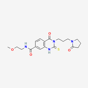 N-(2-methoxyethyl)-4-oxo-3-[3-(2-oxo-1-pyrrolidinyl)propyl]-2-sulfanylidene-1H-quinazoline-7-carboxamide