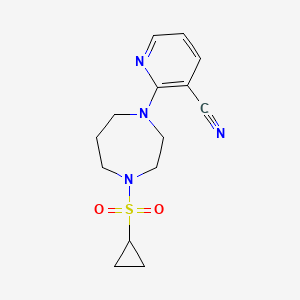 molecular formula C14H18N4O2S B12265922 2-[4-(Cyclopropanesulfonyl)-1,4-diazepan-1-yl]pyridine-3-carbonitrile 