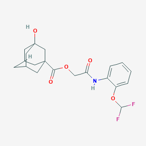molecular formula C20H23F2NO5 B1226593 3-Hydroxy-1-adamantanecarboxylic acid [2-[2-(difluoromethoxy)anilino]-2-oxoethyl] ester 