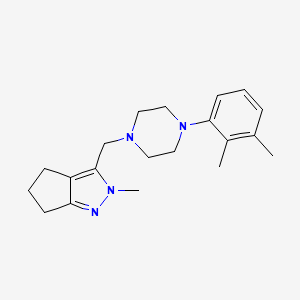 molecular formula C20H28N4 B12265938 1-(2,3-dimethylphenyl)-4-({2-methyl-2H,4H,5H,6H-cyclopenta[c]pyrazol-3-yl}methyl)piperazine 