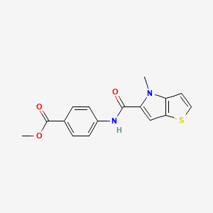 molecular formula C16H14N2O3S B1226599 4-[[(4-Methyl-5-thieno[3,2-b]pyrrolyl)-oxomethyl]amino]benzoic acid methyl ester 