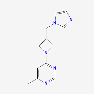 molecular formula C12H15N5 B12265998 4-{3-[(1H-imidazol-1-yl)methyl]azetidin-1-yl}-6-methylpyrimidine 