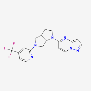 molecular formula C18H17F3N6 B12266008 2-(1-{Pyrazolo[1,5-a]pyrimidin-5-yl}-octahydropyrrolo[2,3-c]pyrrol-5-yl)-4-(trifluoromethyl)pyridine 