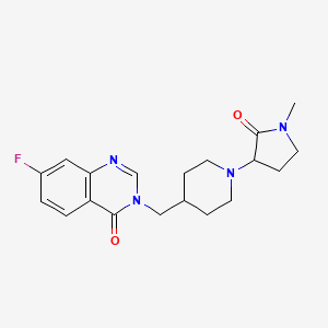 molecular formula C19H23FN4O2 B12266021 7-Fluoro-3-{[1-(1-methyl-2-oxopyrrolidin-3-yl)piperidin-4-yl]methyl}-3,4-dihydroquinazolin-4-one 