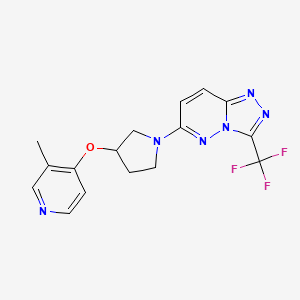 molecular formula C16H15F3N6O B12266036 3-Methyl-4-({1-[3-(trifluoromethyl)-[1,2,4]triazolo[4,3-b]pyridazin-6-yl]pyrrolidin-3-yl}oxy)pyridine 