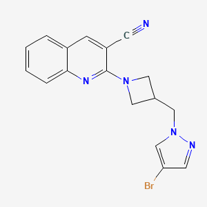 molecular formula C17H14BrN5 B12266039 2-{3-[(4-bromo-1H-pyrazol-1-yl)methyl]azetidin-1-yl}quinoline-3-carbonitrile 