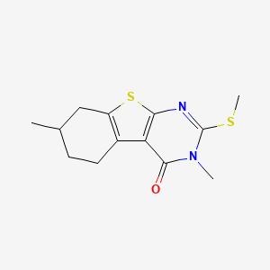 molecular formula C13H16N2OS2 B1226604 3,7-Dimethyl-2-(methylthio)-5,6,7,8-tetrahydro-[1]benzothiolo[2,3-d]pyrimidin-4-one 