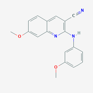 molecular formula C18H15N3O2 B1226609 7-Methoxy-2-(3-methoxyanilino)-3-quinolinecarbonitrile 