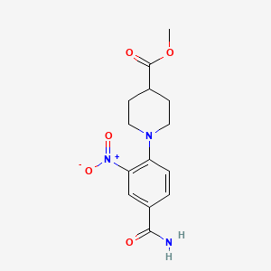 molecular formula C14H17N3O5 B1226620 1-(4-羰胺基-2-硝基苯基)-4-哌啶羧酸甲酯 