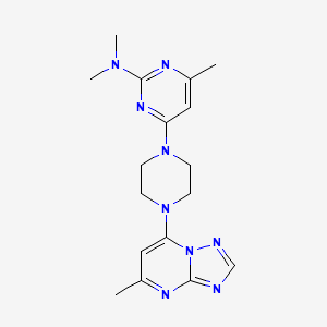 molecular formula C17H23N9 B12266207 N,N,4-trimethyl-6-(4-{5-methyl-[1,2,4]triazolo[1,5-a]pyrimidin-7-yl}piperazin-1-yl)pyrimidin-2-amine 