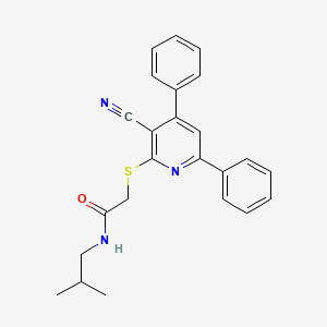 molecular formula C24H23N3OS B12266219 2-[(3-cyano-4,6-diphenylpyridin-2-yl)sulfanyl]-N-(2-methylpropyl)acetamide 