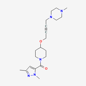 molecular formula C20H31N5O2 B12266286 1-(4-{[1-(1,3-dimethyl-1H-pyrazole-5-carbonyl)piperidin-4-yl]oxy}but-2-yn-1-yl)-4-methylpiperazine 