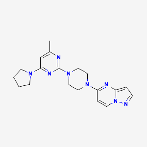 4-Methyl-2-(4-{pyrazolo[1,5-a]pyrimidin-5-yl}piperazin-1-yl)-6-(pyrrolidin-1-yl)pyrimidine