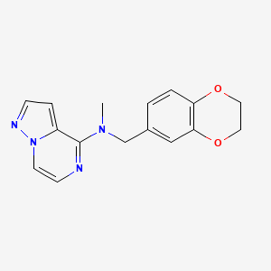 molecular formula C16H16N4O2 B12266346 N-[(2,3-dihydro-1,4-benzodioxin-6-yl)methyl]-N-methylpyrazolo[1,5-a]pyrazin-4-amine 