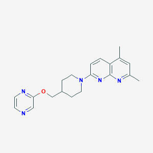 molecular formula C20H23N5O B12266353 2,4-Dimethyl-7-{4-[(pyrazin-2-yloxy)methyl]piperidin-1-yl}-1,8-naphthyridine 