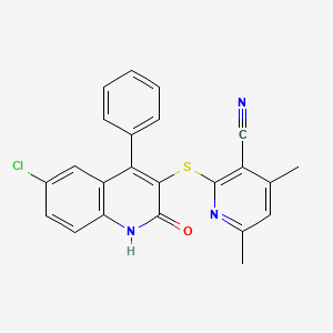 2-[(6-Chloro-2-hydroxy-4-phenylquinolin-3-yl)sulfanyl]-4,6-dimethylpyridine-3-carbonitrile