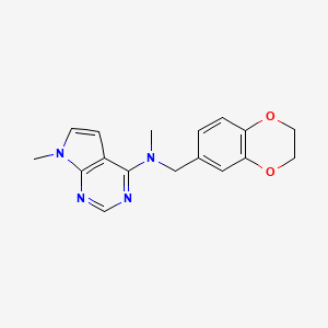 molecular formula C17H18N4O2 B12266418 N-[(2,3-dihydro-1,4-benzodioxin-6-yl)methyl]-N,7-dimethyl-7H-pyrrolo[2,3-d]pyrimidin-4-amine 