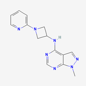 molecular formula C14H15N7 B12266426 N-{1-methyl-1H-pyrazolo[3,4-d]pyrimidin-4-yl}-1-(pyridin-2-yl)azetidin-3-amine 