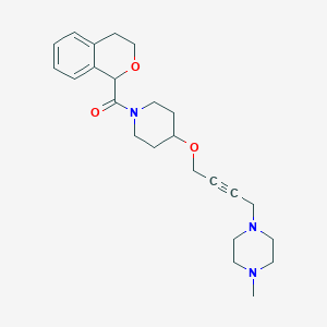 molecular formula C24H33N3O3 B12266437 1-(4-{[1-(3,4-dihydro-1H-2-benzopyran-1-carbonyl)piperidin-4-yl]oxy}but-2-yn-1-yl)-4-methylpiperazine 