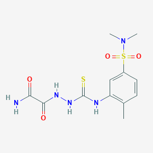 molecular formula C12H17N5O4S2 B1226646 2-[[[5-(Dimethylsulfamoyl)-2-methylanilino]-sulfanylidenemethyl]hydrazo]-2-oxoacetamide 