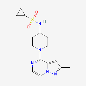 molecular formula C15H21N5O2S B12266460 N-(1-{2-methylpyrazolo[1,5-a]pyrazin-4-yl}piperidin-4-yl)cyclopropanesulfonamide 