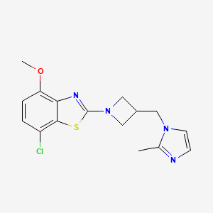 molecular formula C16H17ClN4OS B12266471 7-chloro-4-methoxy-2-{3-[(2-methyl-1H-imidazol-1-yl)methyl]azetidin-1-yl}-1,3-benzothiazole 