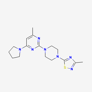 molecular formula C16H23N7S B12266474 4-Methyl-2-[4-(3-methyl-1,2,4-thiadiazol-5-yl)piperazin-1-yl]-6-(pyrrolidin-1-yl)pyrimidine 