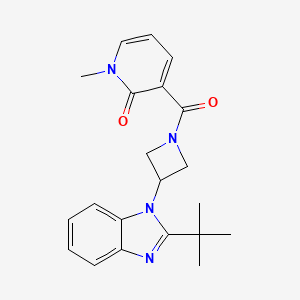 molecular formula C21H24N4O2 B12266490 3-[3-(2-tert-butyl-1H-1,3-benzodiazol-1-yl)azetidine-1-carbonyl]-1-methyl-1,2-dihydropyridin-2-one 