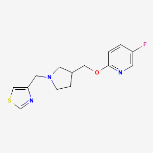 molecular formula C14H16FN3OS B12266506 5-Fluoro-2-({1-[(1,3-thiazol-4-yl)methyl]pyrrolidin-3-yl}methoxy)pyridine 