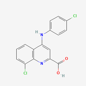 molecular formula C16H10Cl2N2O2 B12266507 8-Chloro-4-[(4-chlorophenyl)amino]quinoline-2-carboxylic acid 