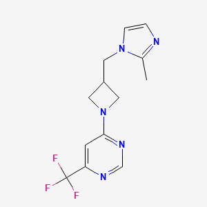 molecular formula C13H14F3N5 B12266511 4-{3-[(2-methyl-1H-imidazol-1-yl)methyl]azetidin-1-yl}-6-(trifluoromethyl)pyrimidine 